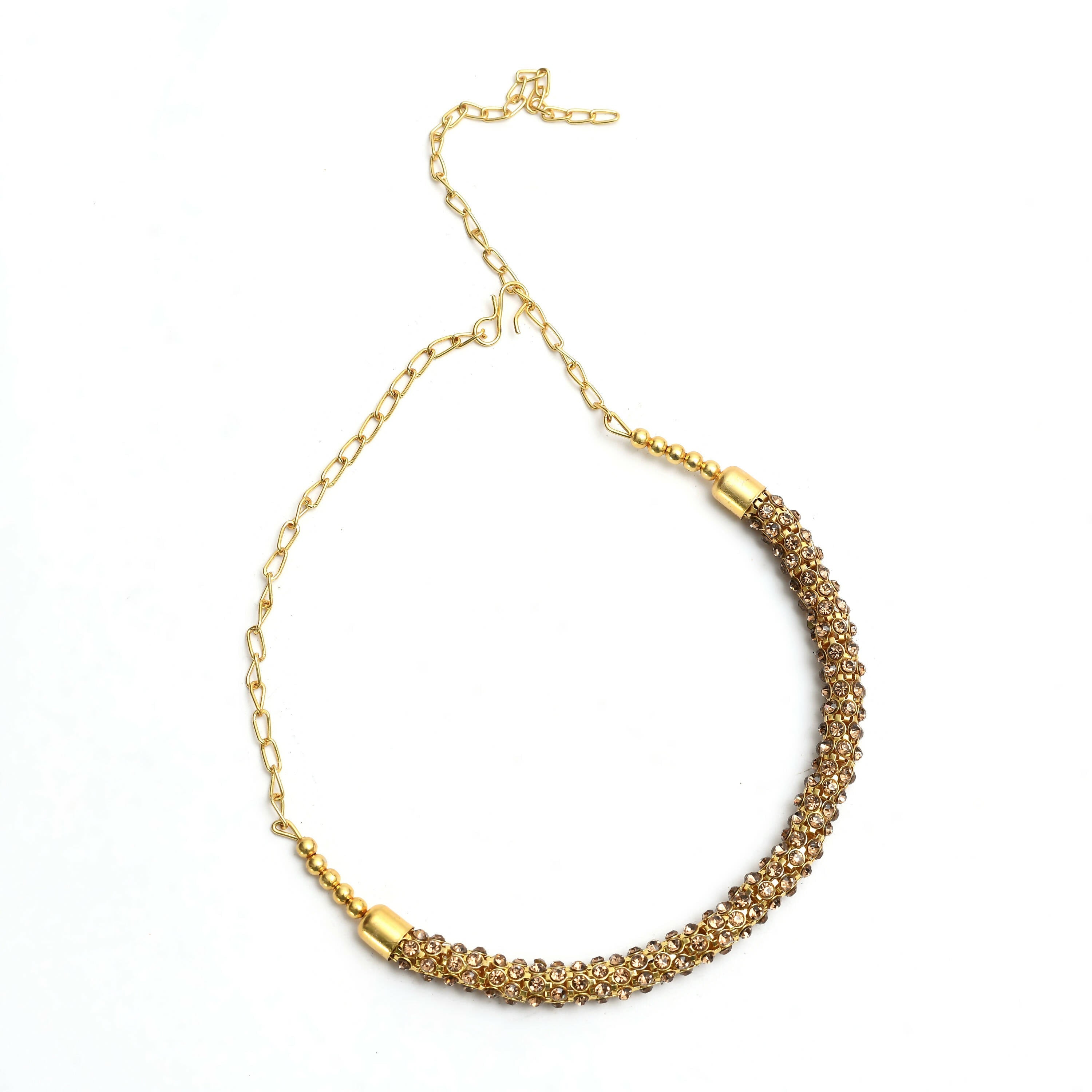 Mominos Fashion Johar Kamal Gold-Polished Brass Finish Hasli Design Choker For Women (Golden) | Grocsy