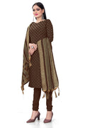 Brown Cotton Jacquard Woven Unstitched Dress Material - Amara | Grocsy