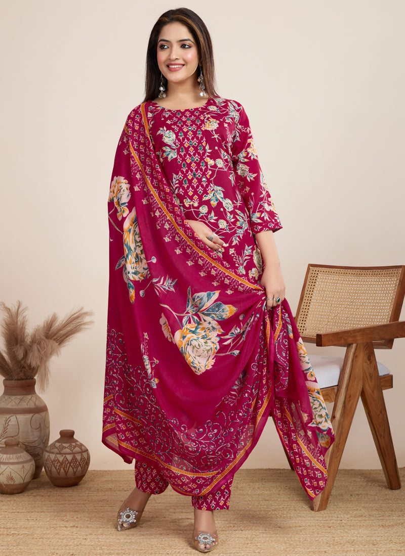 Prazu Fashion Pink Printed Cotton Blend Festival Wear Salwar Suit | Grocsy