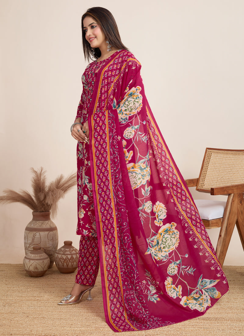 Prazu Fashion Pink Printed Cotton Blend Festival Wear Salwar Suit | Grocsy
