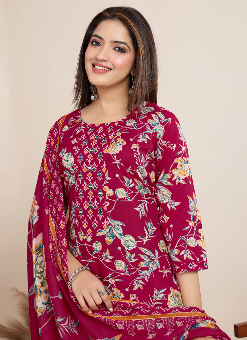 Prazu Fashion Pink Printed Cotton Blend Festival Wear Salwar Suit | Grocsy