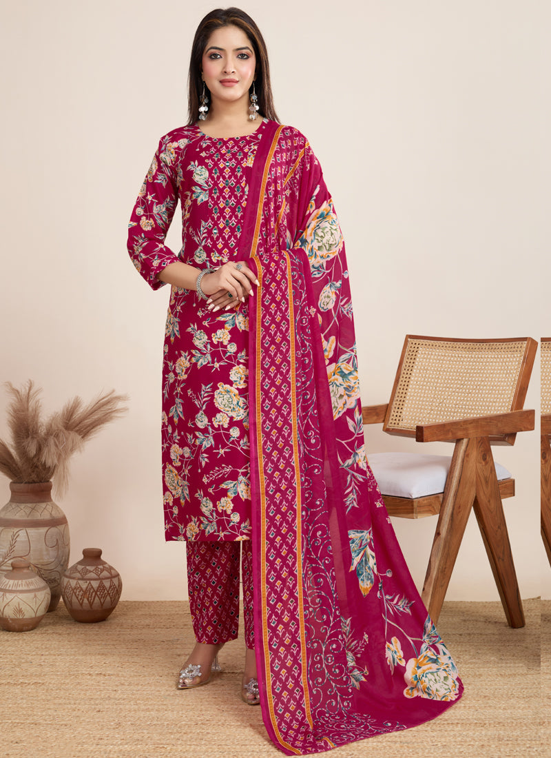 Prazu Fashion Pink Printed Cotton Blend Festival Wear Salwar Suit | Grocsy