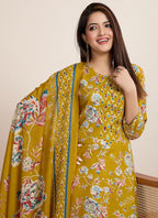Prazu Fashion Yellow Printed Cotton Blend Festival Wear Salwar Suit | Grocsy