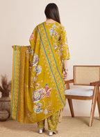 Prazu Fashion Yellow Printed Cotton Blend Festival Wear Salwar Suit | Grocsy