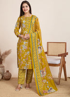 Prazu Fashion Yellow Printed Cotton Blend Festival Wear Salwar Suit | Grocsy