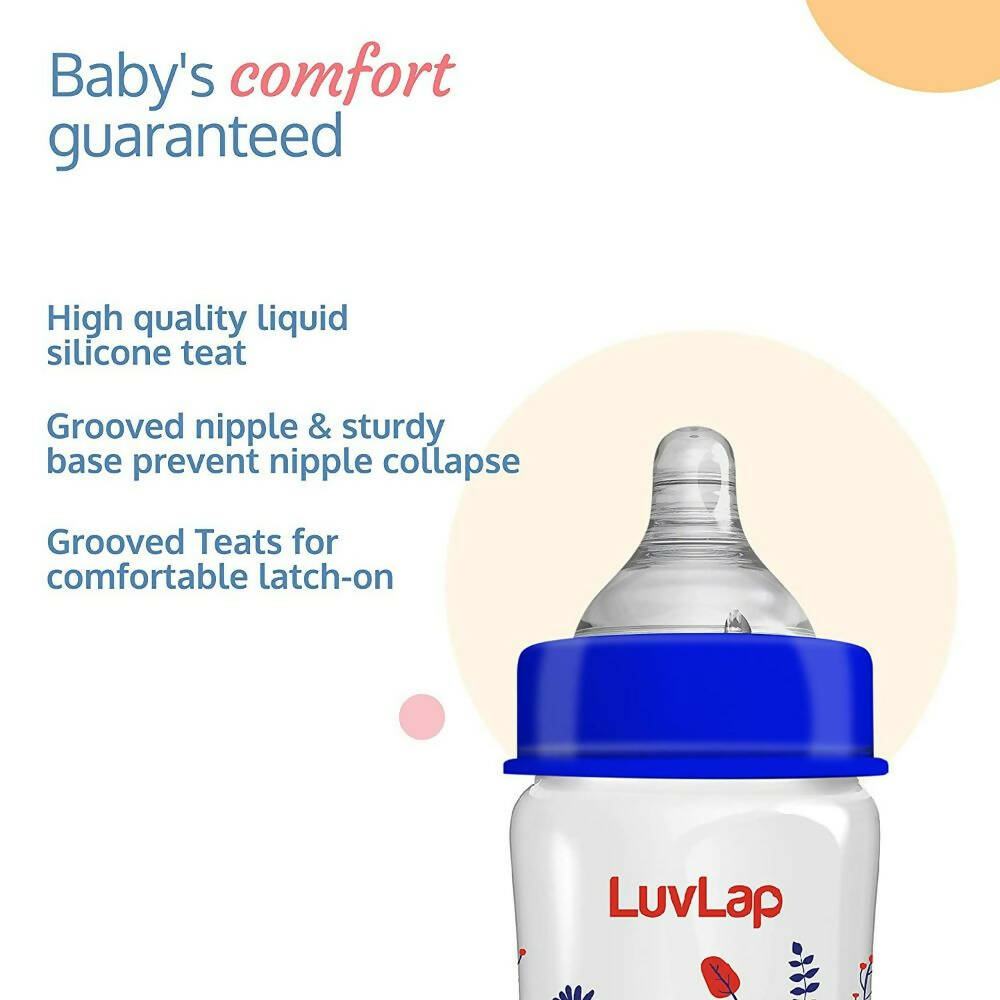 LuvLap Anti-Colic Wide Neck Natura Flo Baby Feeding Bottle | Grocsy