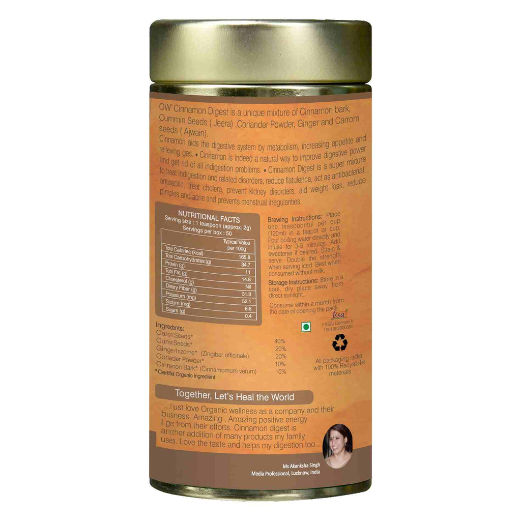 Organic Wellness Cinnamon Digest Leaf Tea Tin Pack | Grocsy