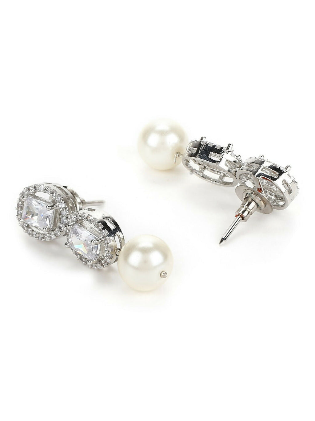 Stone Earrings with Pearls Drop- Ruby Raang | Grocsy