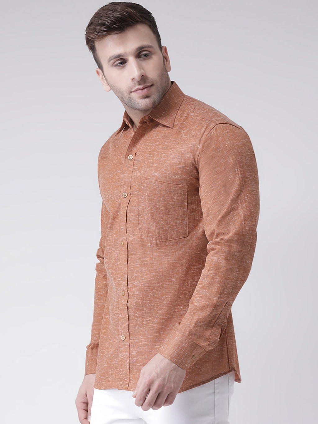 RIAG Brown Men's Full Sleeves Shirt | Grocsy