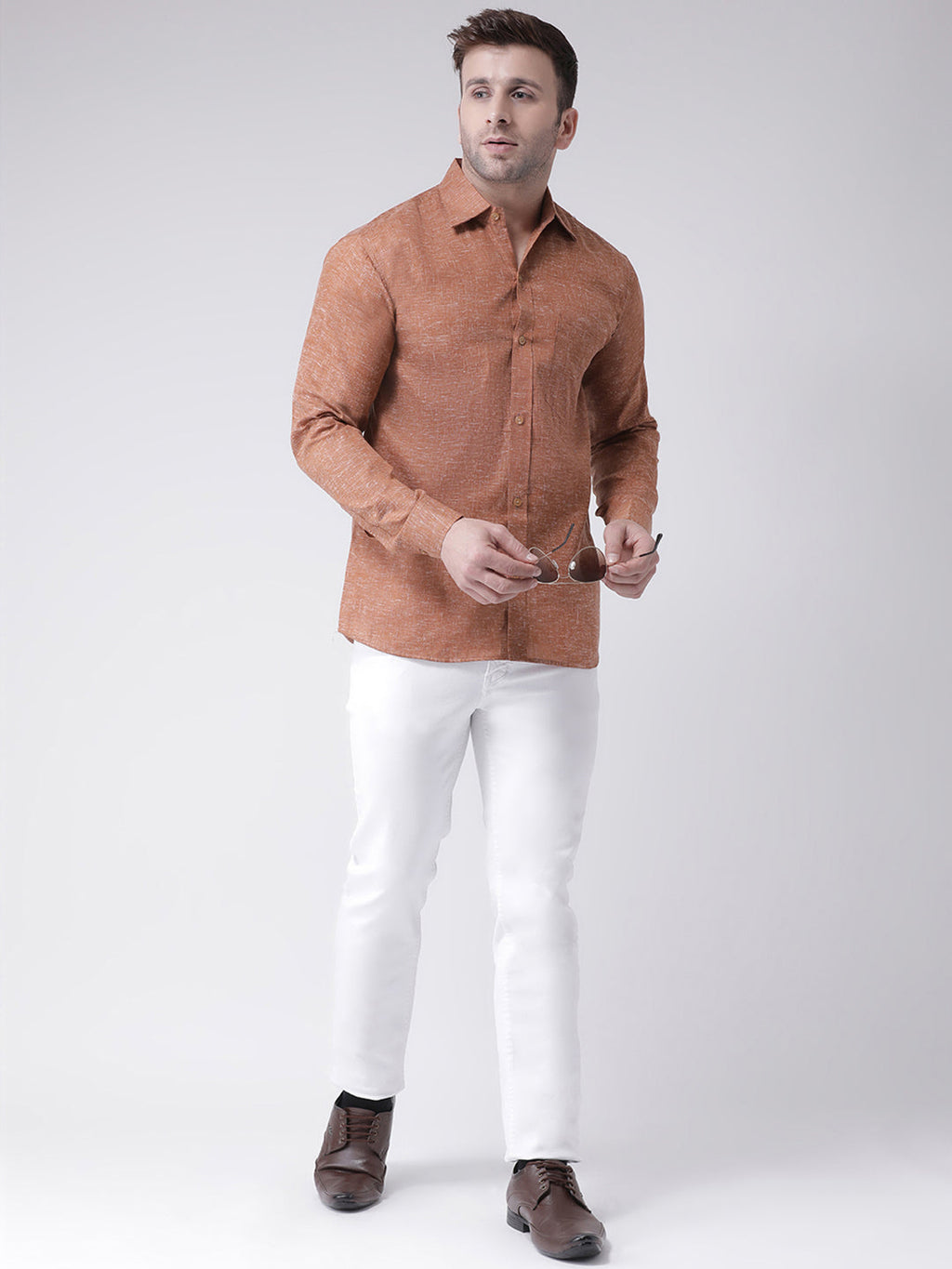 RIAG Brown Men's Full Sleeves Shirt | Grocsy