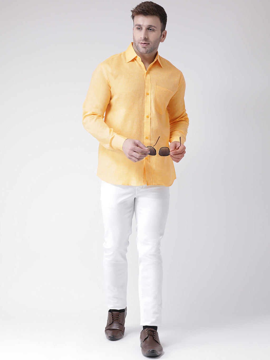 RIAG Yellow Men's Full Sleeves Shirt | Grocsy