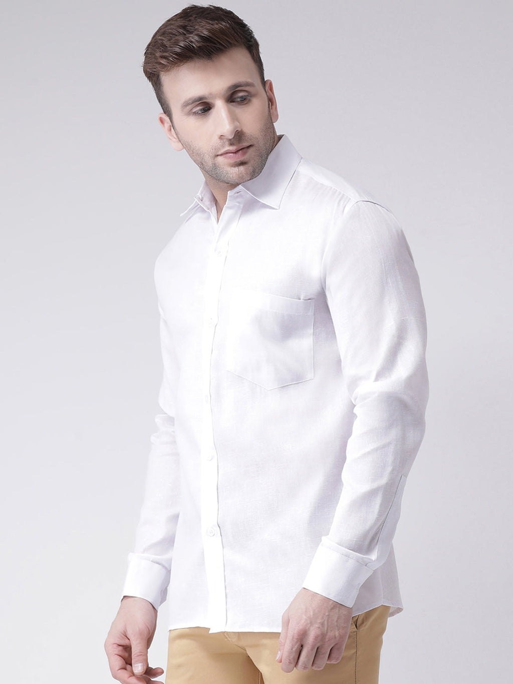 RIAG White Men's Full Sleeves Shirt | Grocsy
