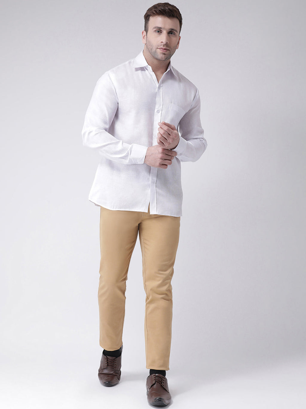 RIAG White Men's Full Sleeves Shirt | Grocsy