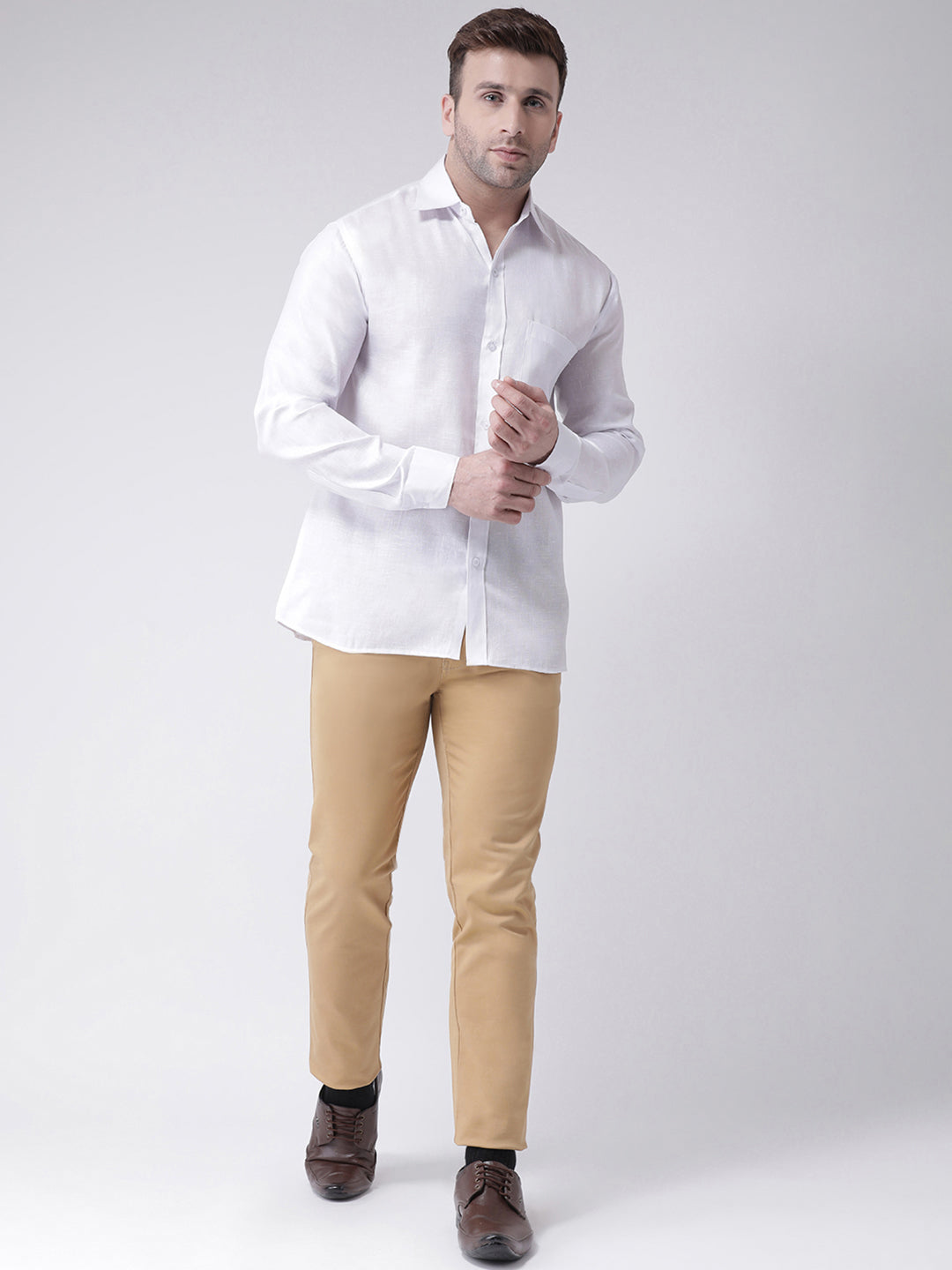 RIAG White Men's Full Sleeves Shirt | Grocsy