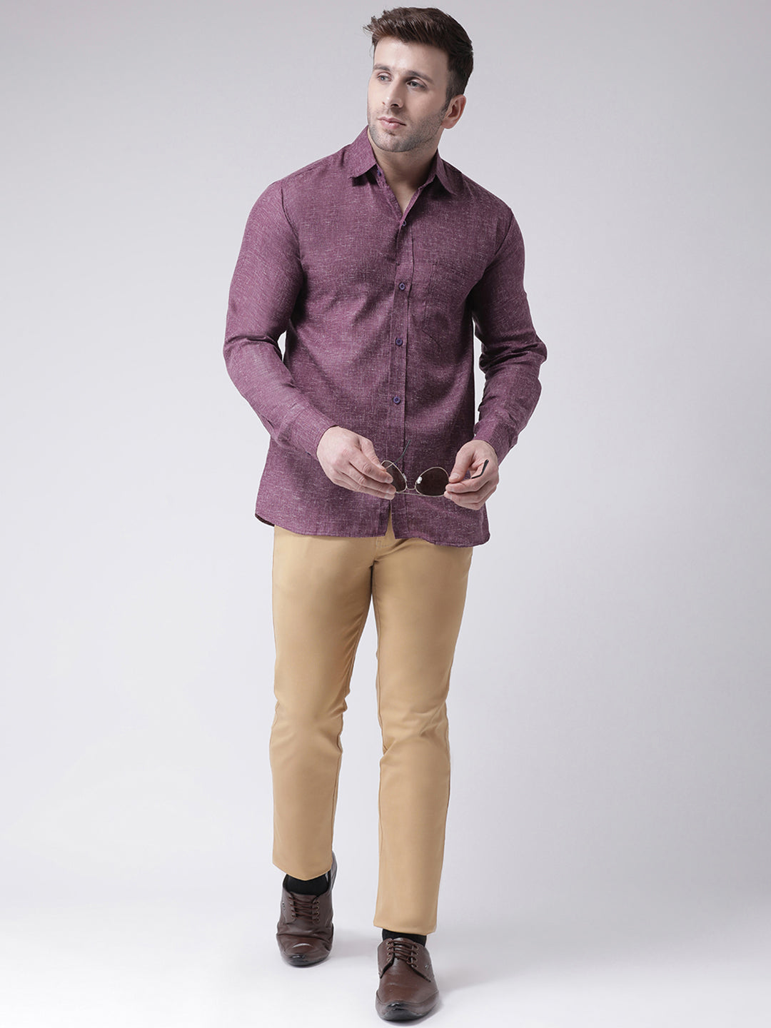 RIAG Purple Men's Full Sleeves Shirt | Grocsy