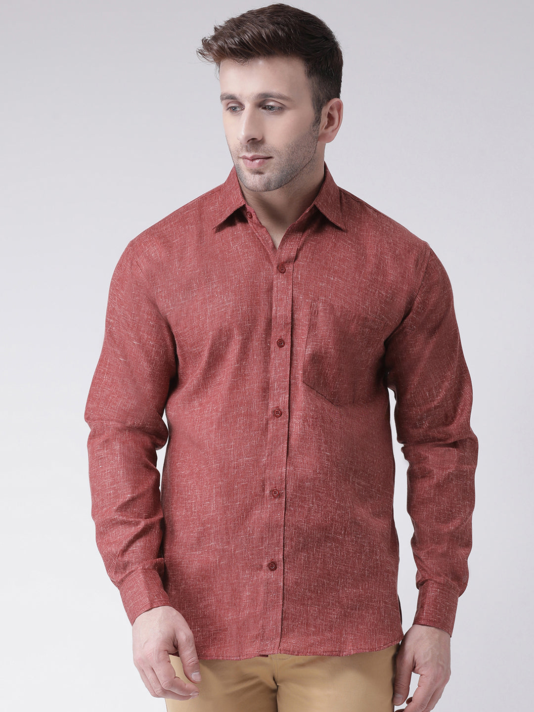 RIAG Brown Men's Full Sleeves Shirt | Grocsy
