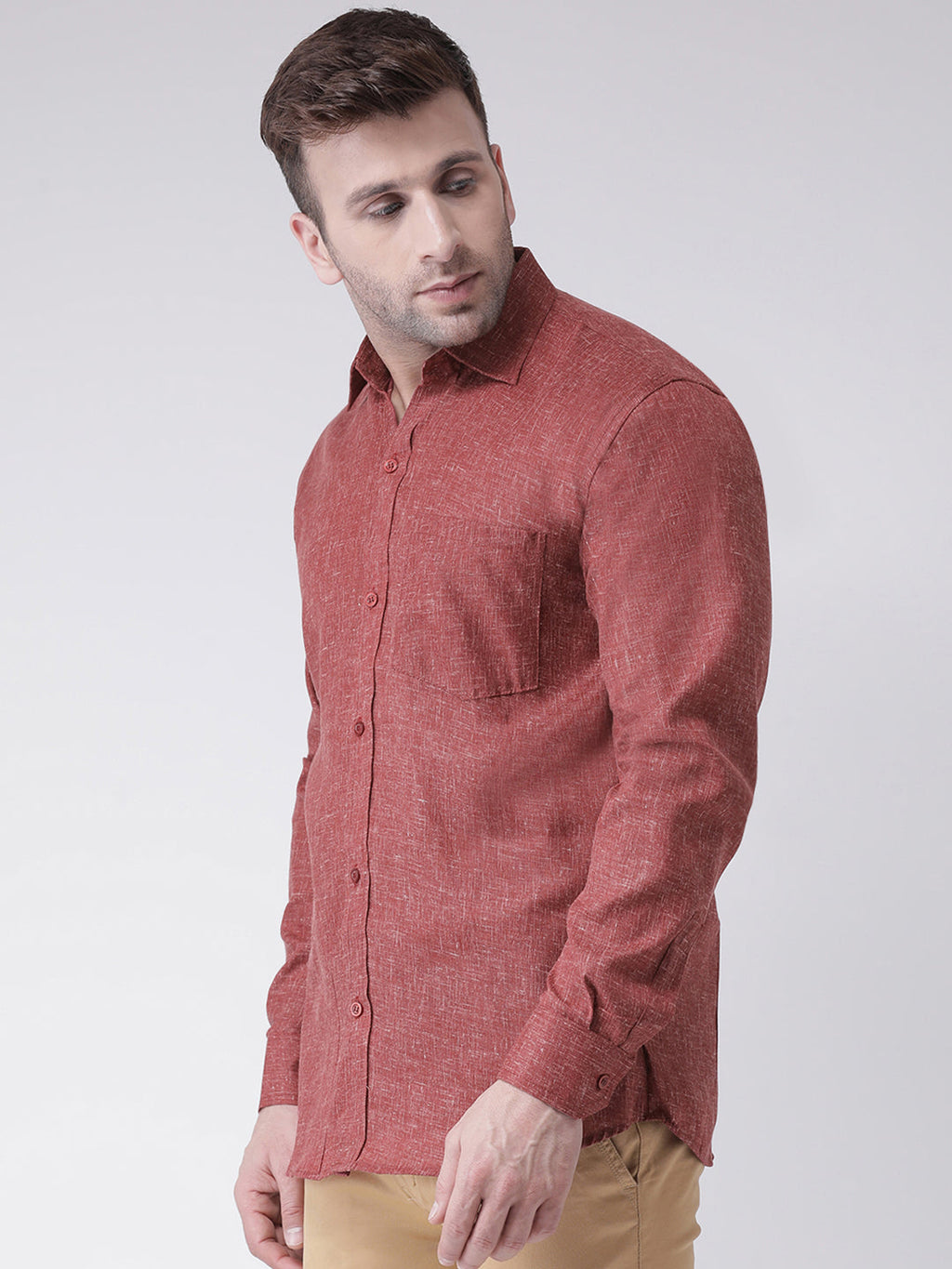 RIAG Brown Men's Full Sleeves Shirt | Grocsy