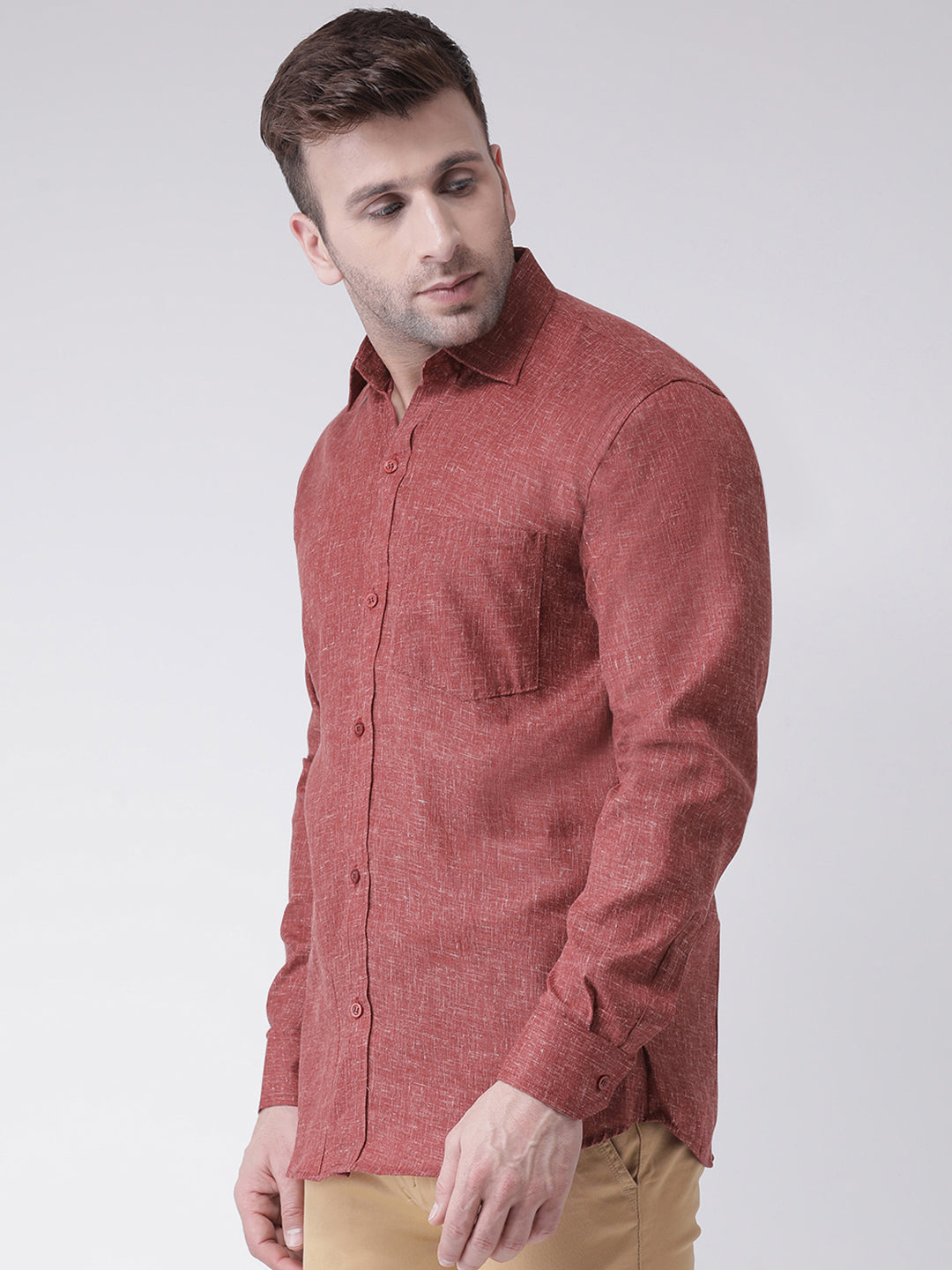 RIAG Brown Men's Full Sleeves Shirt | Grocsy