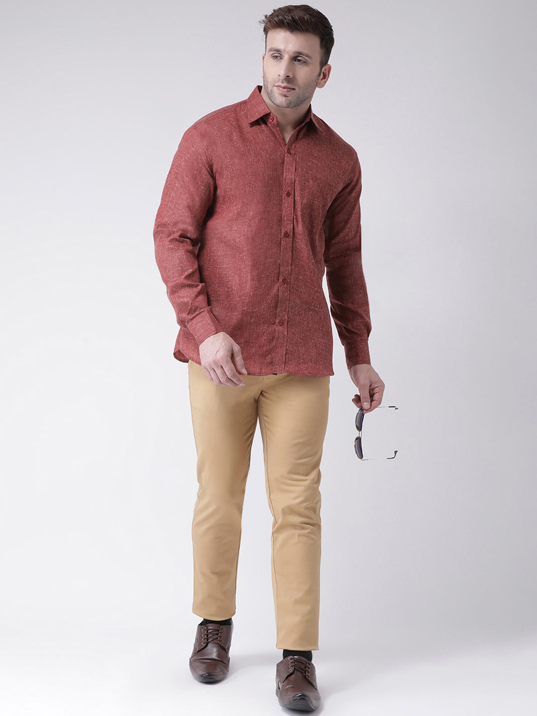 RIAG Brown Men's Full Sleeves Shirt | Grocsy