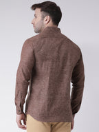 RIAG Brown Men's Full Sleeves Shirt | Grocsy