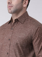 RIAG Brown Men's Full Sleeves Shirt | Grocsy