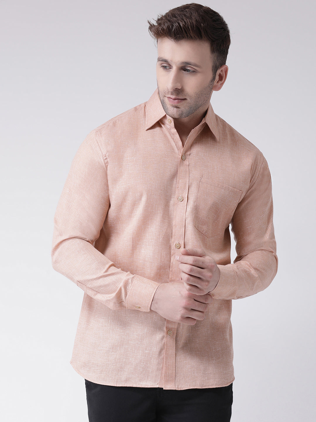 RIAG Beige Men's Full Sleeves Shirt | Grocsy