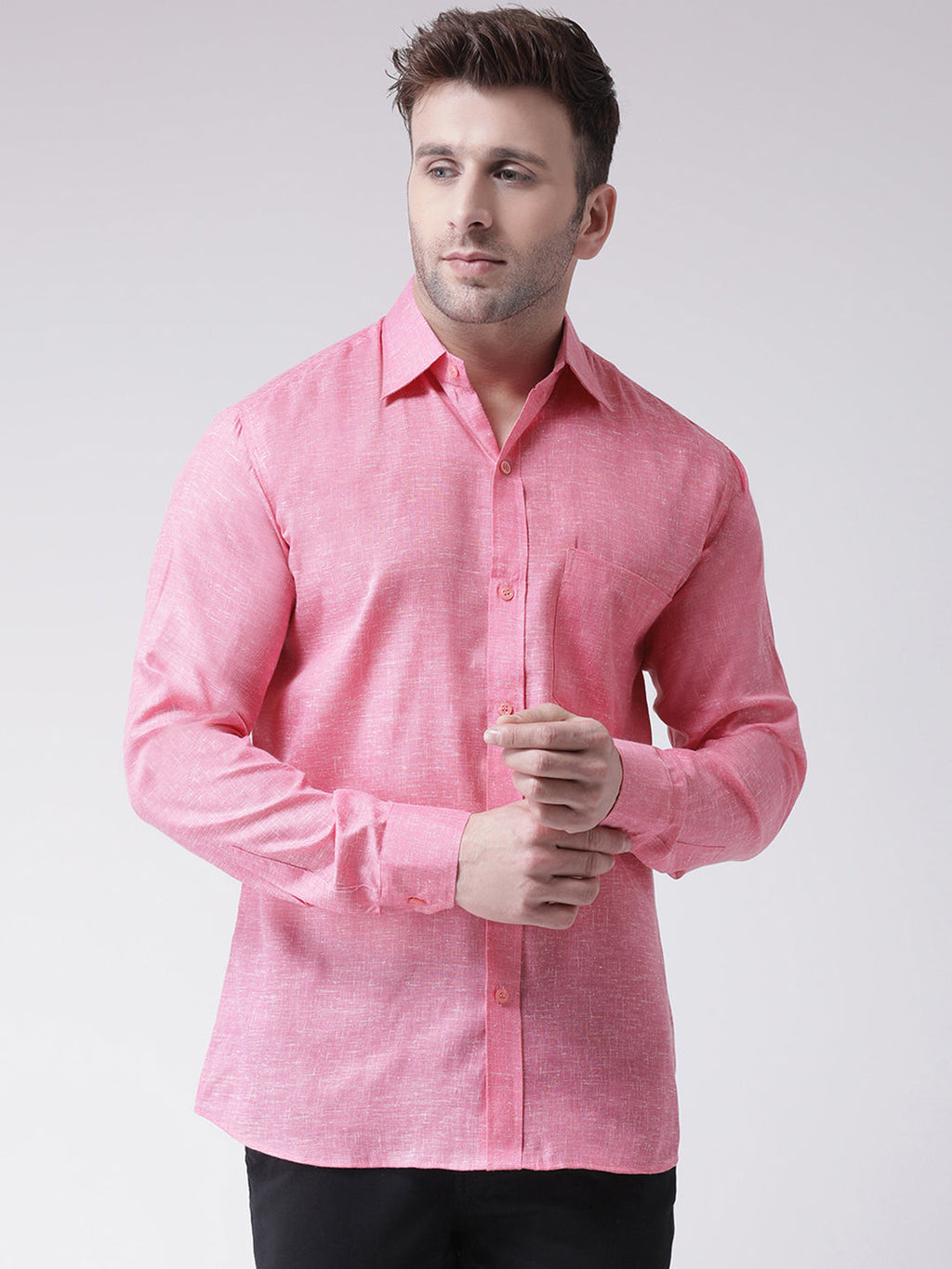 RIAG Pink Men's Full Sleeves Shirt | Grocsy