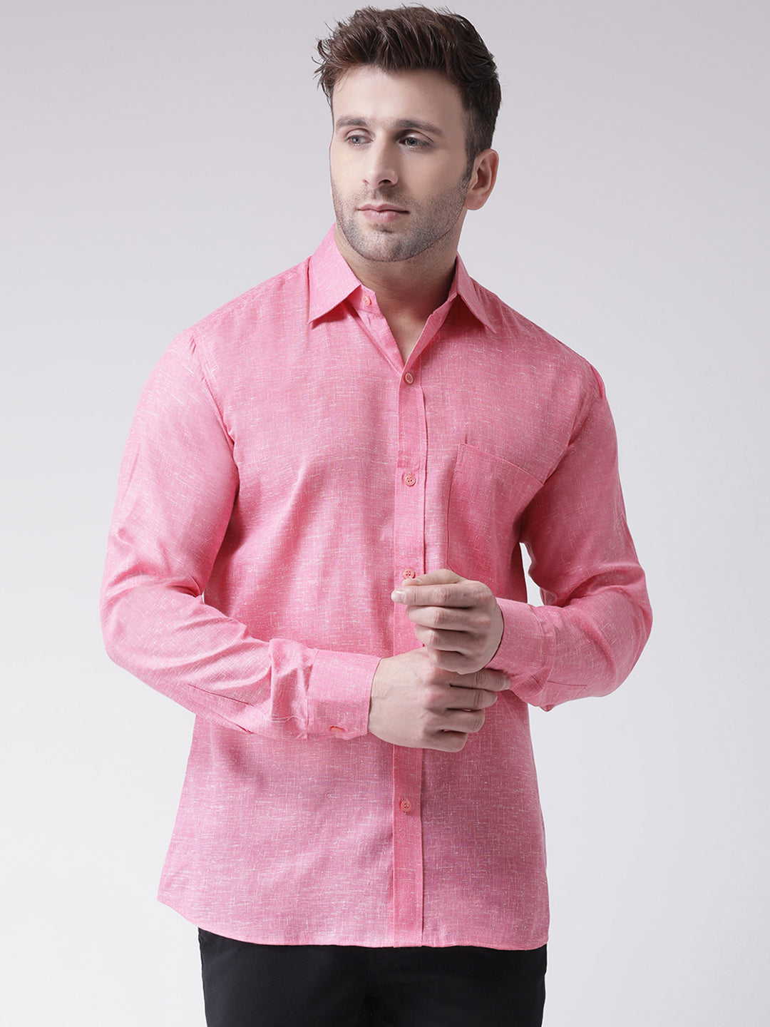 RIAG Pink Men's Full Sleeves Shirt | Grocsy