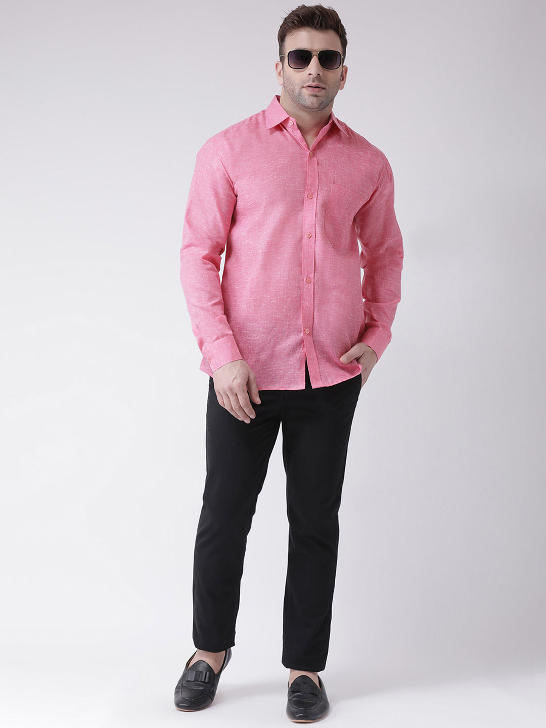 RIAG Pink Men's Full Sleeves Shirt | Grocsy