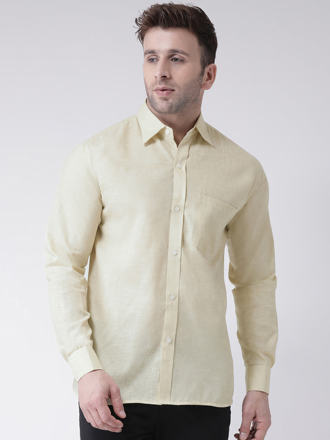 RIAG Beige Men's Full Sleeves Shirt | Grocsy