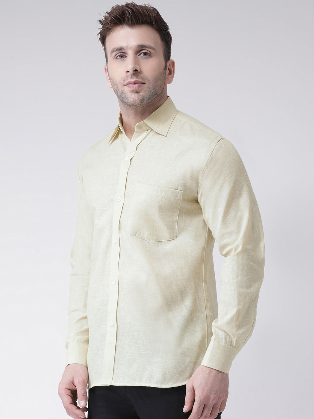 RIAG Beige Men's Full Sleeves Shirt | Grocsy