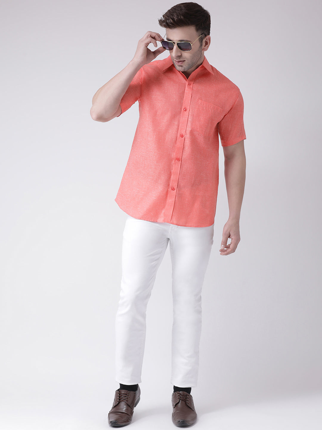 RIAG Orange Men's Half Sleeves Shirt | Grocsy