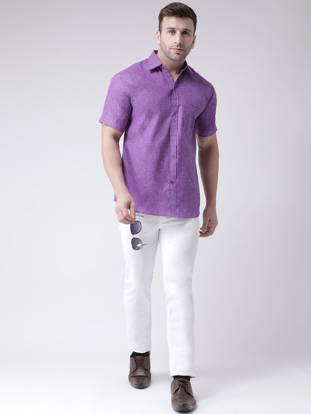 RIAG Purple Men's Half Sleeves Shirt | Grocsy