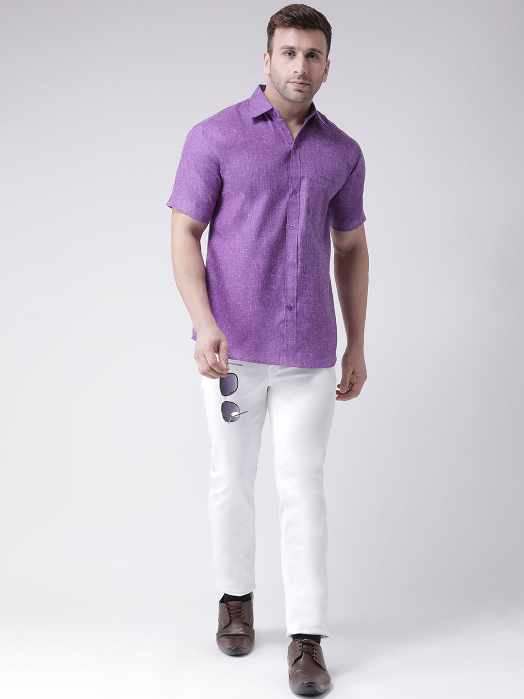 RIAG Purple Men's Half Sleeves Shirt | Grocsy
