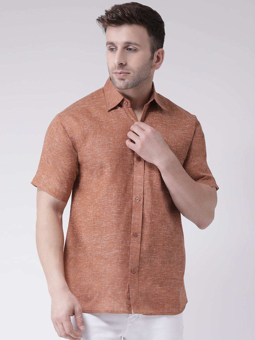 RIAG Brown Men's Half Sleeves Shirt | Grocsy