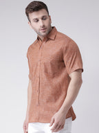 RIAG Brown Men's Half Sleeves Shirt | Grocsy