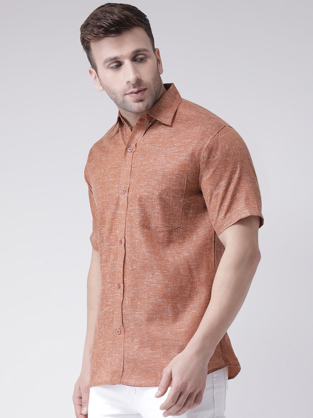 RIAG Brown Men's Half Sleeves Shirt | Grocsy
