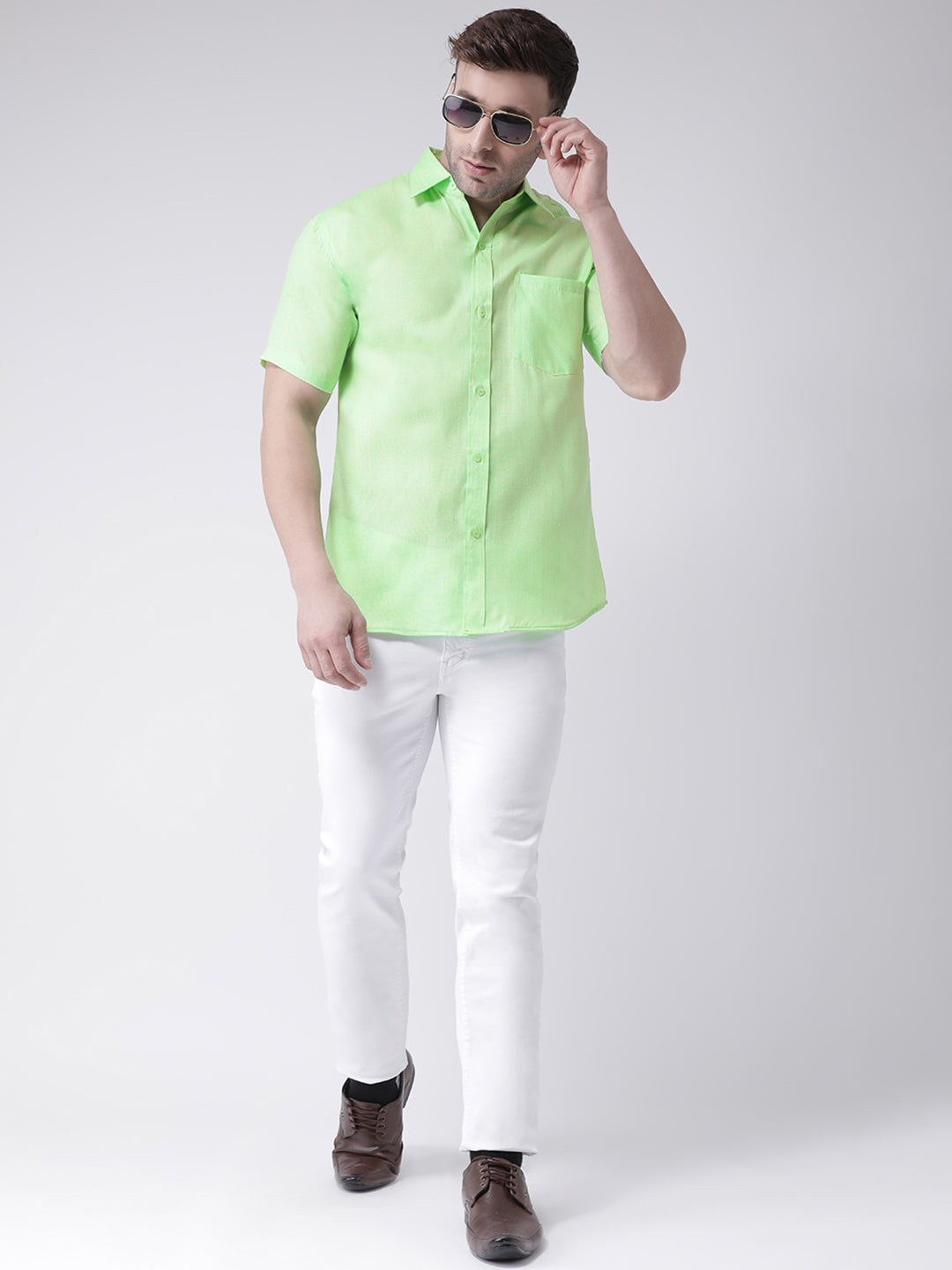 RIAG Green Men's Half Sleeves Shirt | Grocsy
