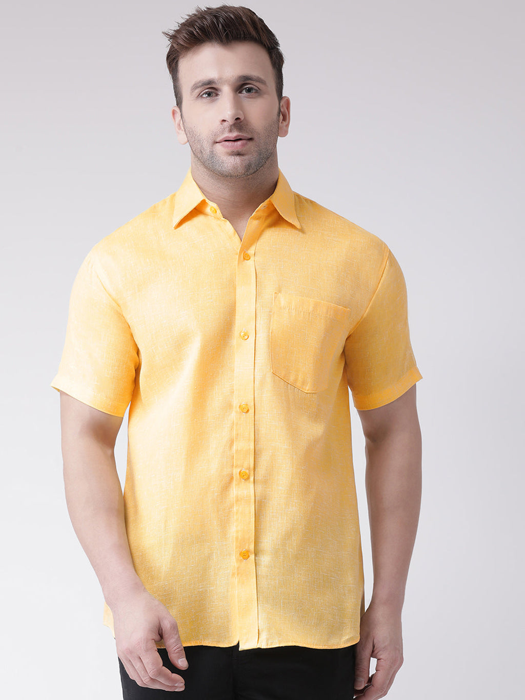 RIAG Yellow Men's Half Sleeves Shirt | Grocsy