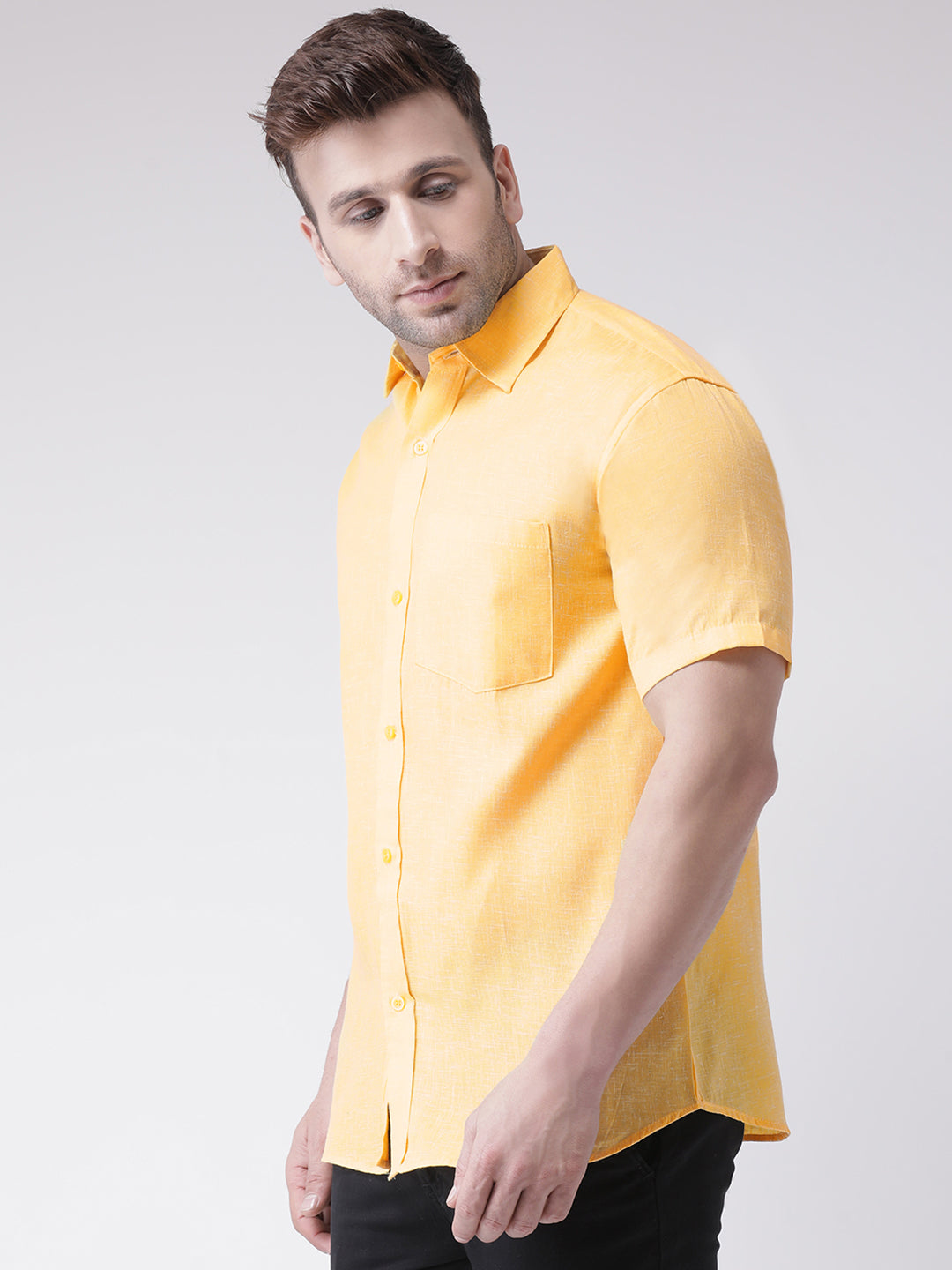 RIAG Yellow Men's Half Sleeves Shirt | Grocsy