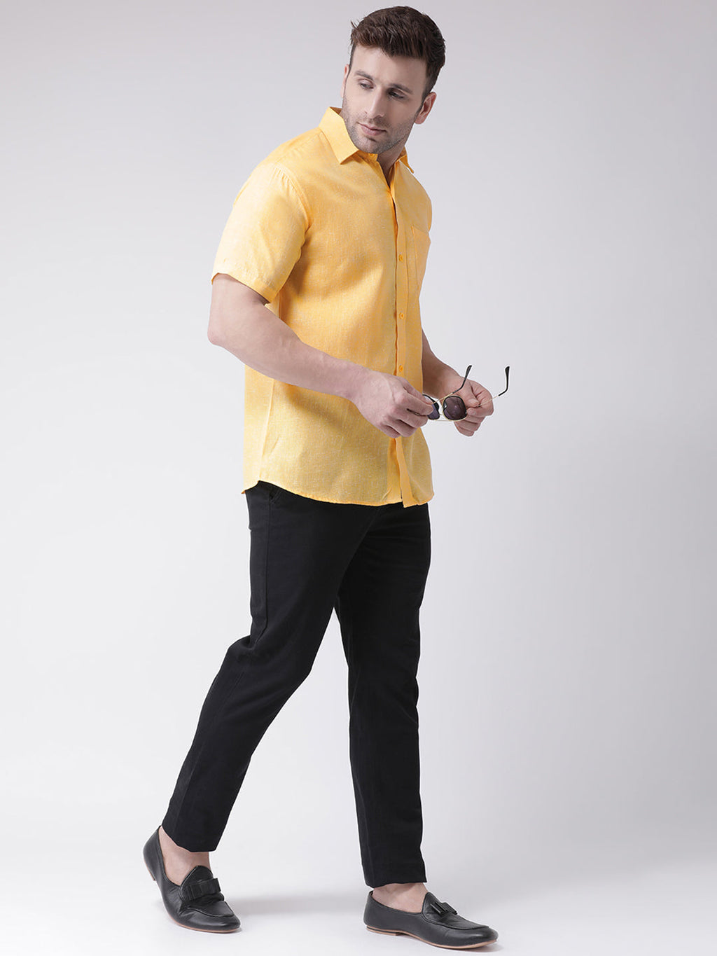 RIAG Yellow Men's Half Sleeves Shirt | Grocsy