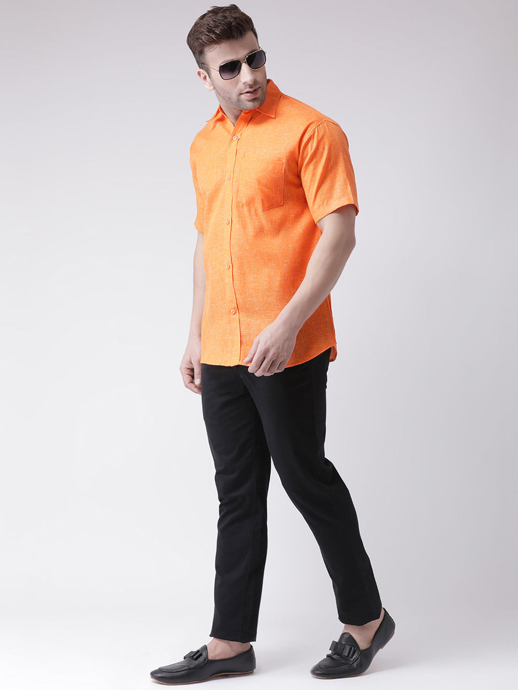 RIAG Orange Men's Half Sleeves Shirt | Grocsy
