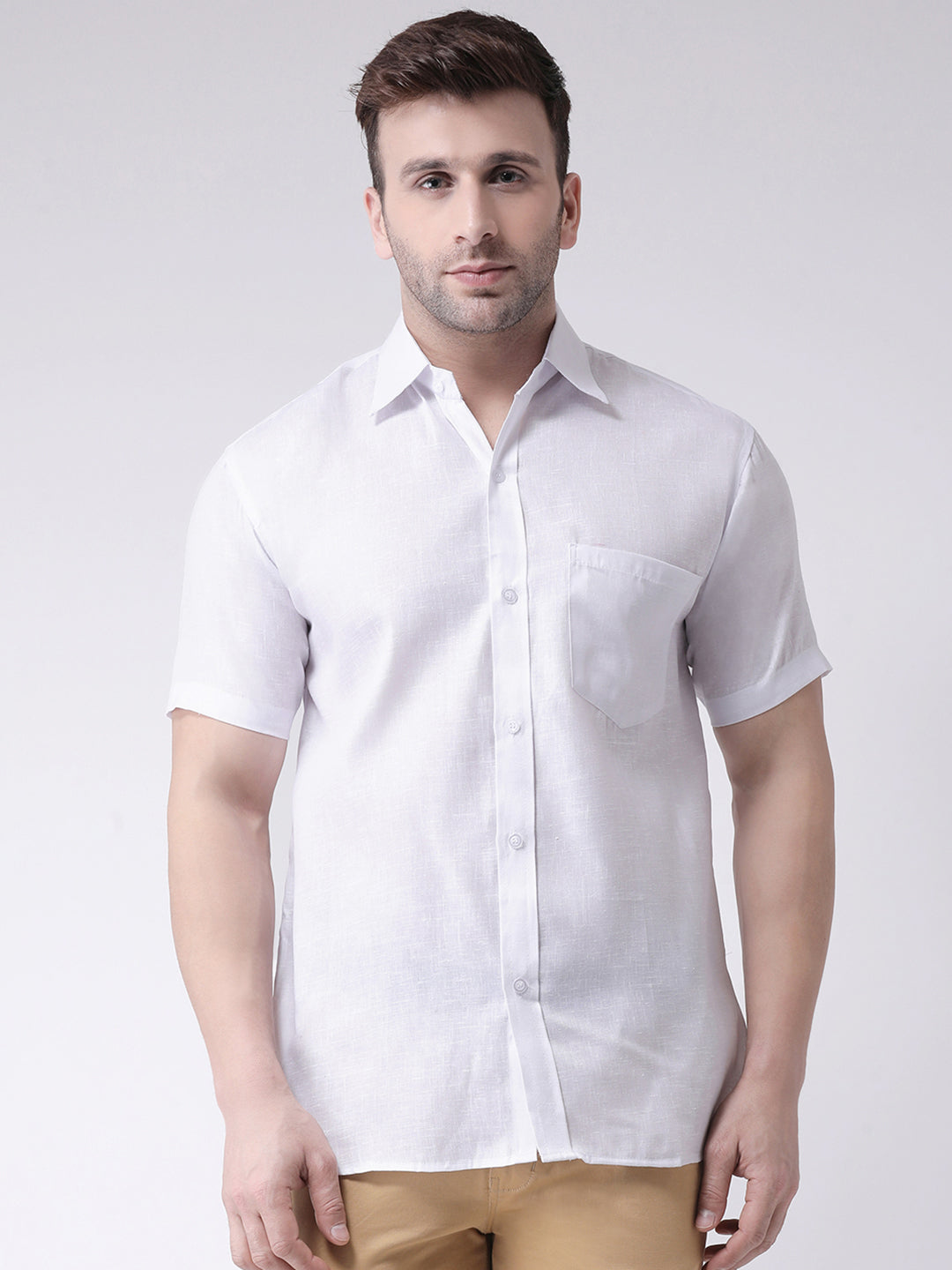 RIAG White Men's Half Sleeves Shirt | Grocsy