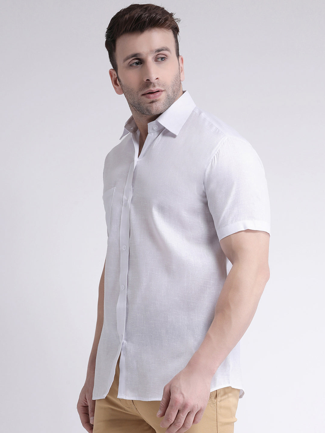 RIAG White Men's Half Sleeves Shirt | Grocsy