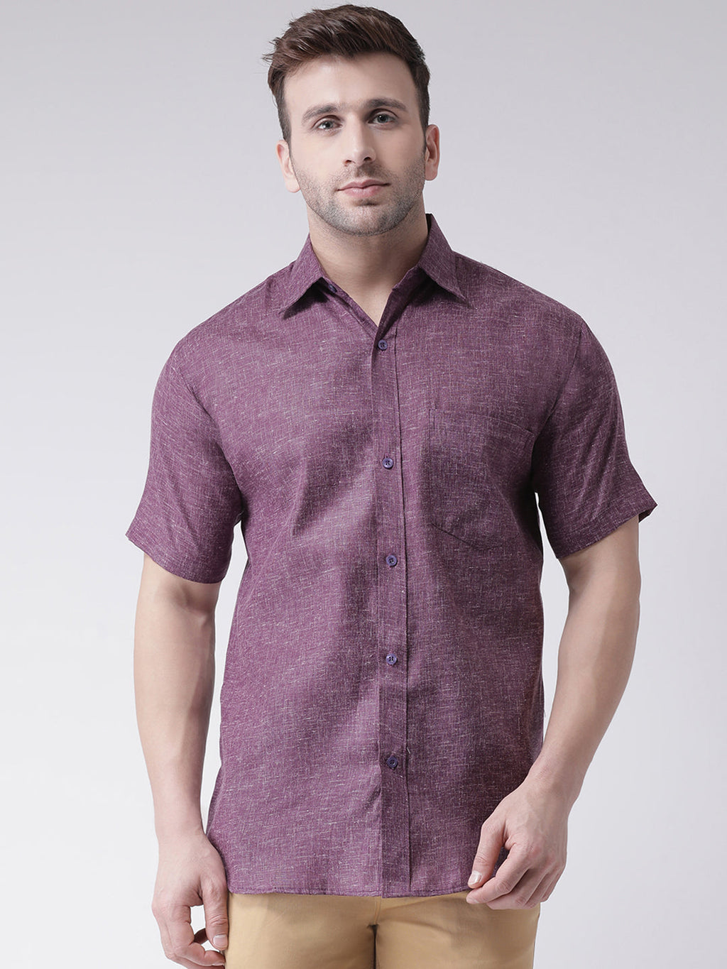 RIAG Purple Men's Half Sleeves Shirt | Grocsy