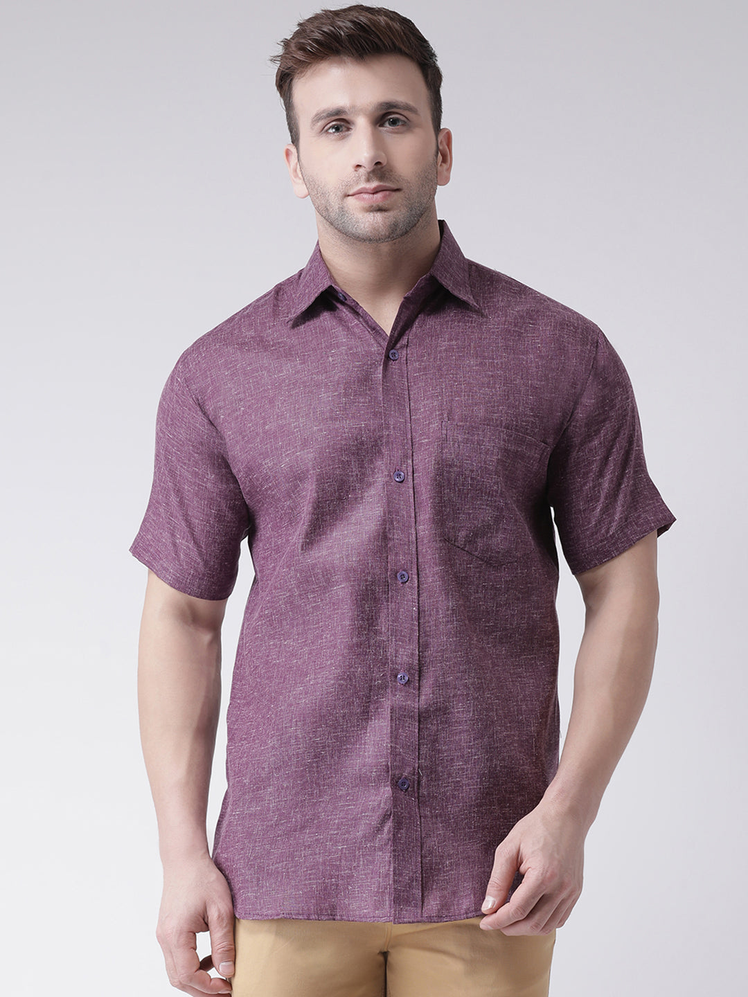 RIAG Purple Men's Half Sleeves Shirt | Grocsy