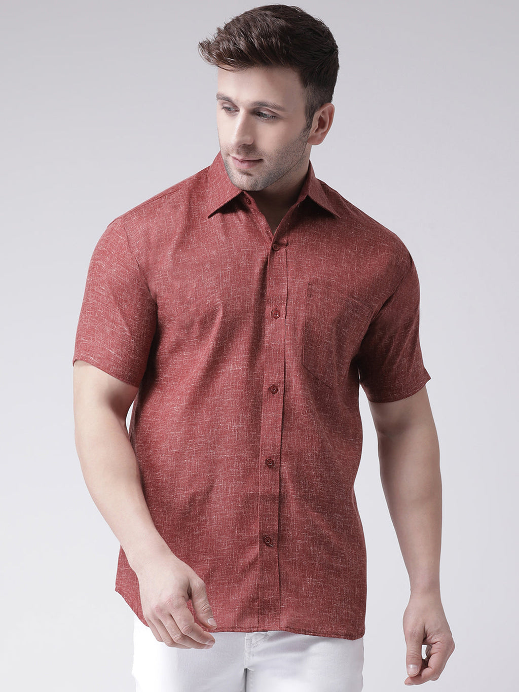 RIAG Brown Men's Half Sleeves Shirt | Grocsy