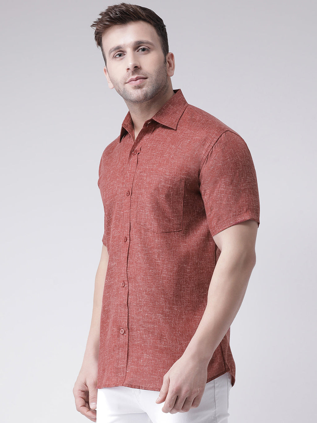 RIAG Brown Men's Half Sleeves Shirt | Grocsy