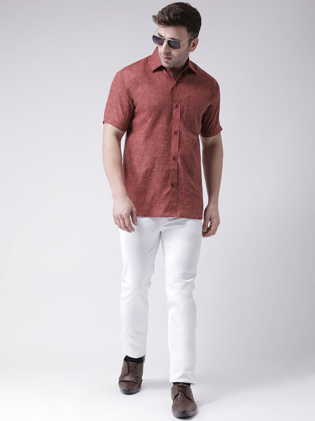 RIAG Brown Men's Half Sleeves Shirt | Grocsy