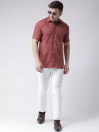 RIAG Brown Men's Half Sleeves Shirt | Grocsy